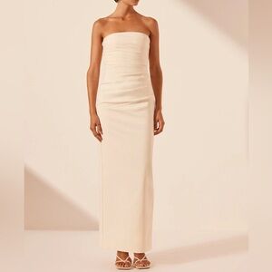 Shona Joy Strapless Cream Dress